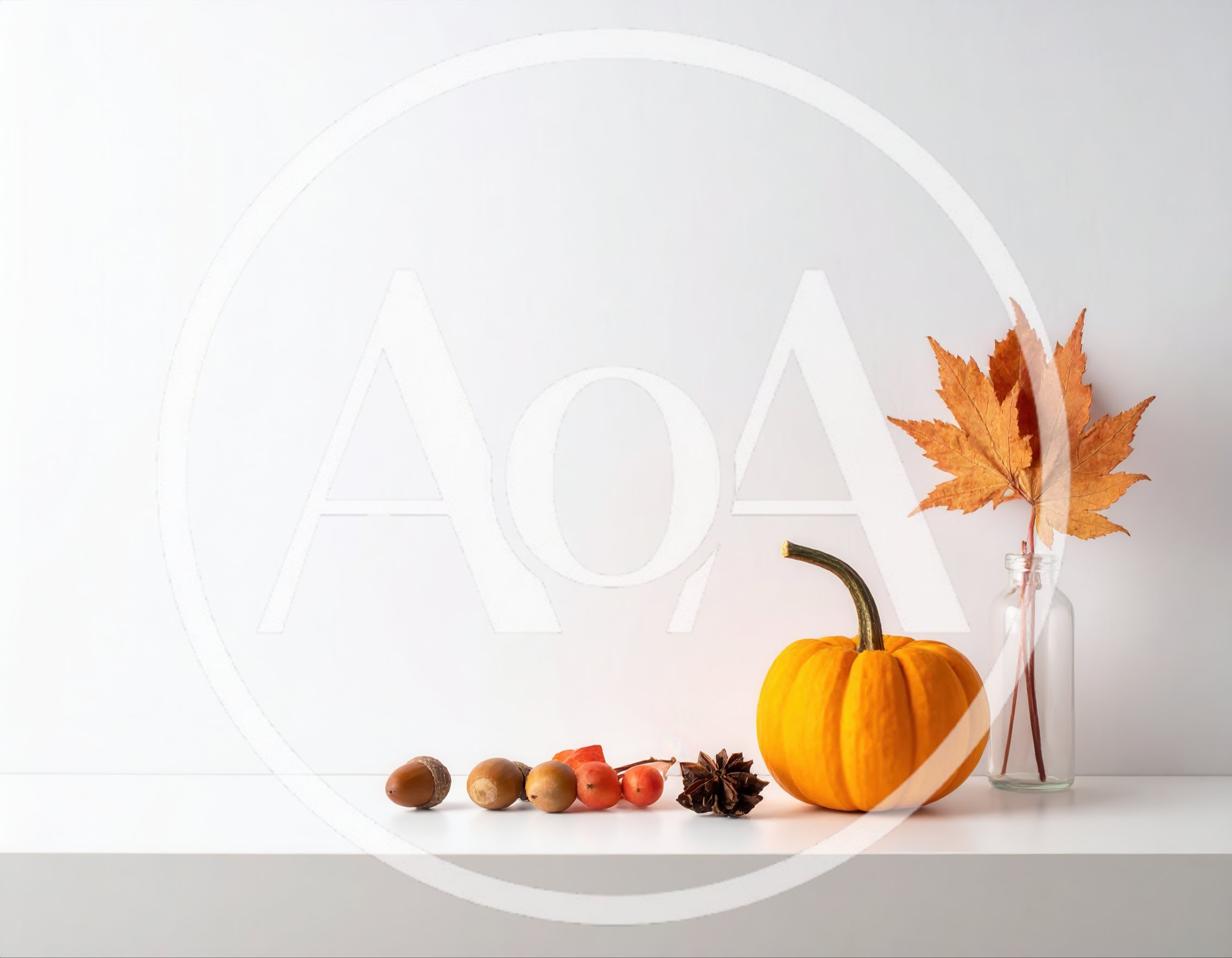 Autumn Still Life With Pumpkin And Maple Leaves