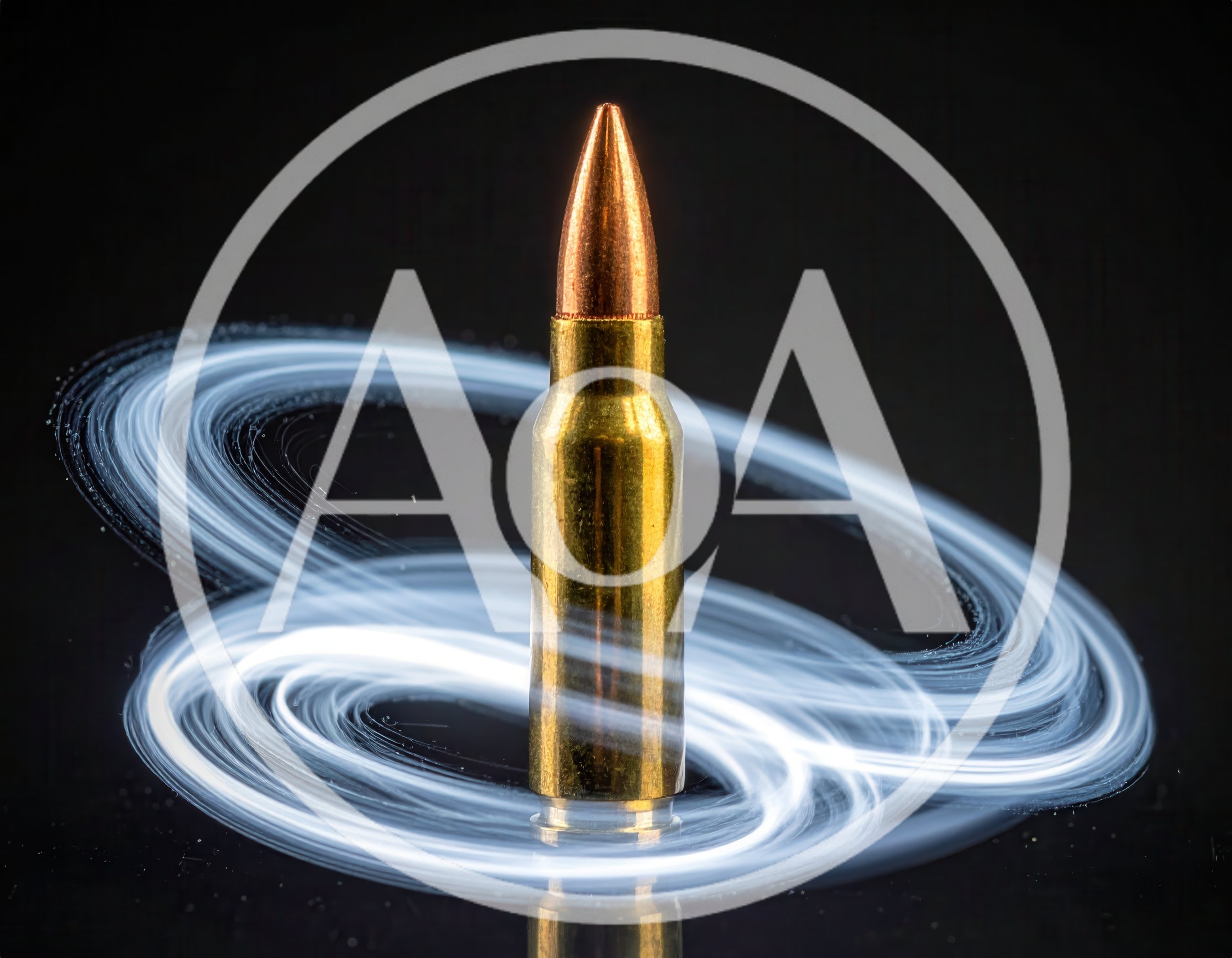 Single Rifle Cartridge Surrounded By Light Painting Trails