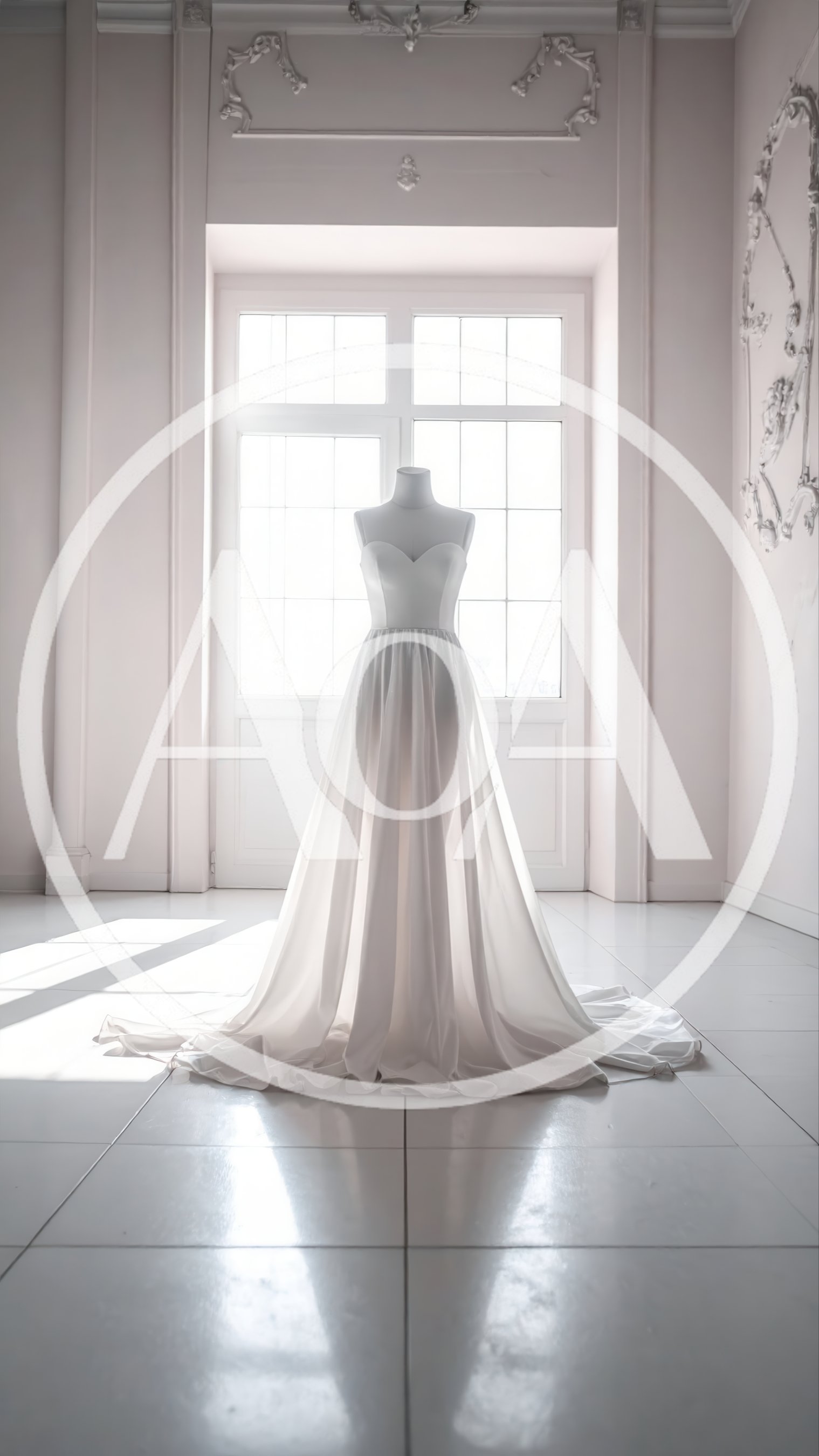 Elegant White Wedding Dress On A Mannequin