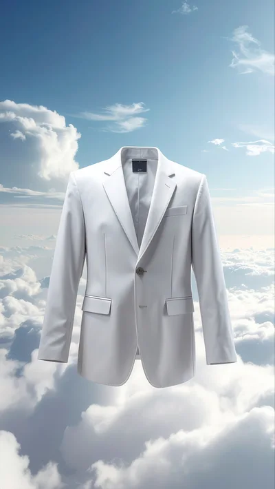 Floating White Suit Jacket Against A Cloudy Sky