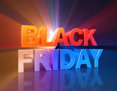 3D Black Friday Text Graphic With Vibrant Lighting