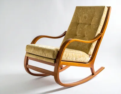 Vintage Wooden Rocking Chair With Floral Upholstery