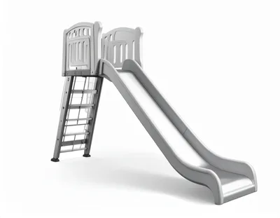 White Plastic Playground Slide Isolated On White
