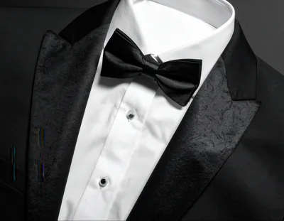 Elegant Black Tuxedo With White Shirt And Bow Tie
