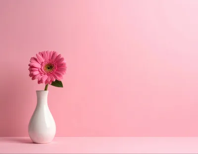 Single Pink Gerbera Daisy in White Vase