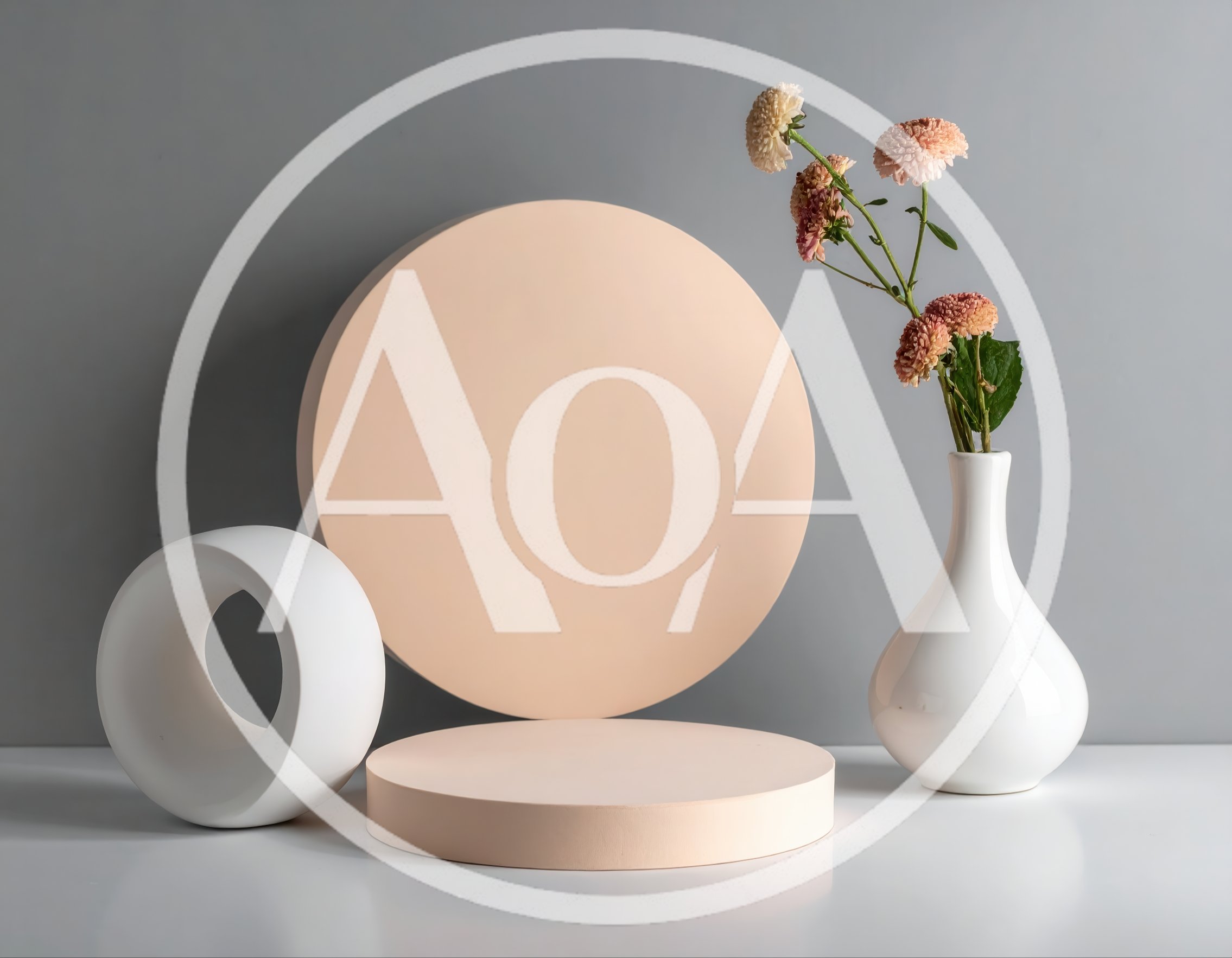 Minimalist Product Display With Geometric Shapes And Flowers