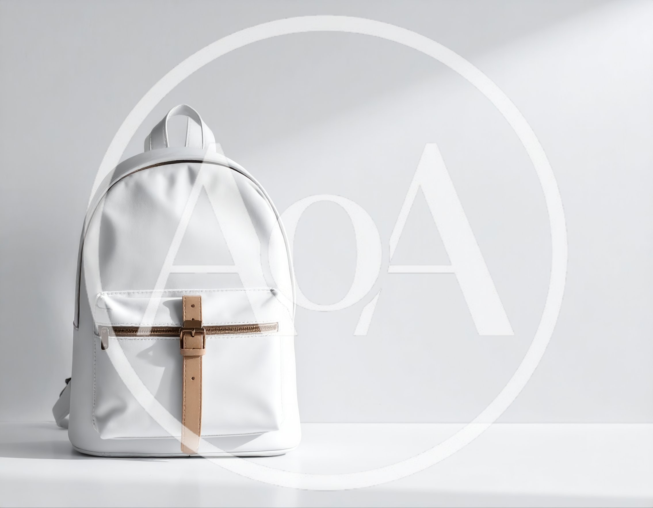 Minimalist White Backpack On A Clean Studio Background