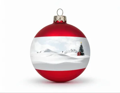 Red Christmas Ornament With Snowy Landscape Scene