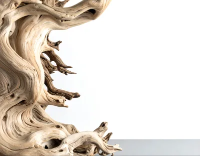 Weathered Driftwood Sculpture On White Background