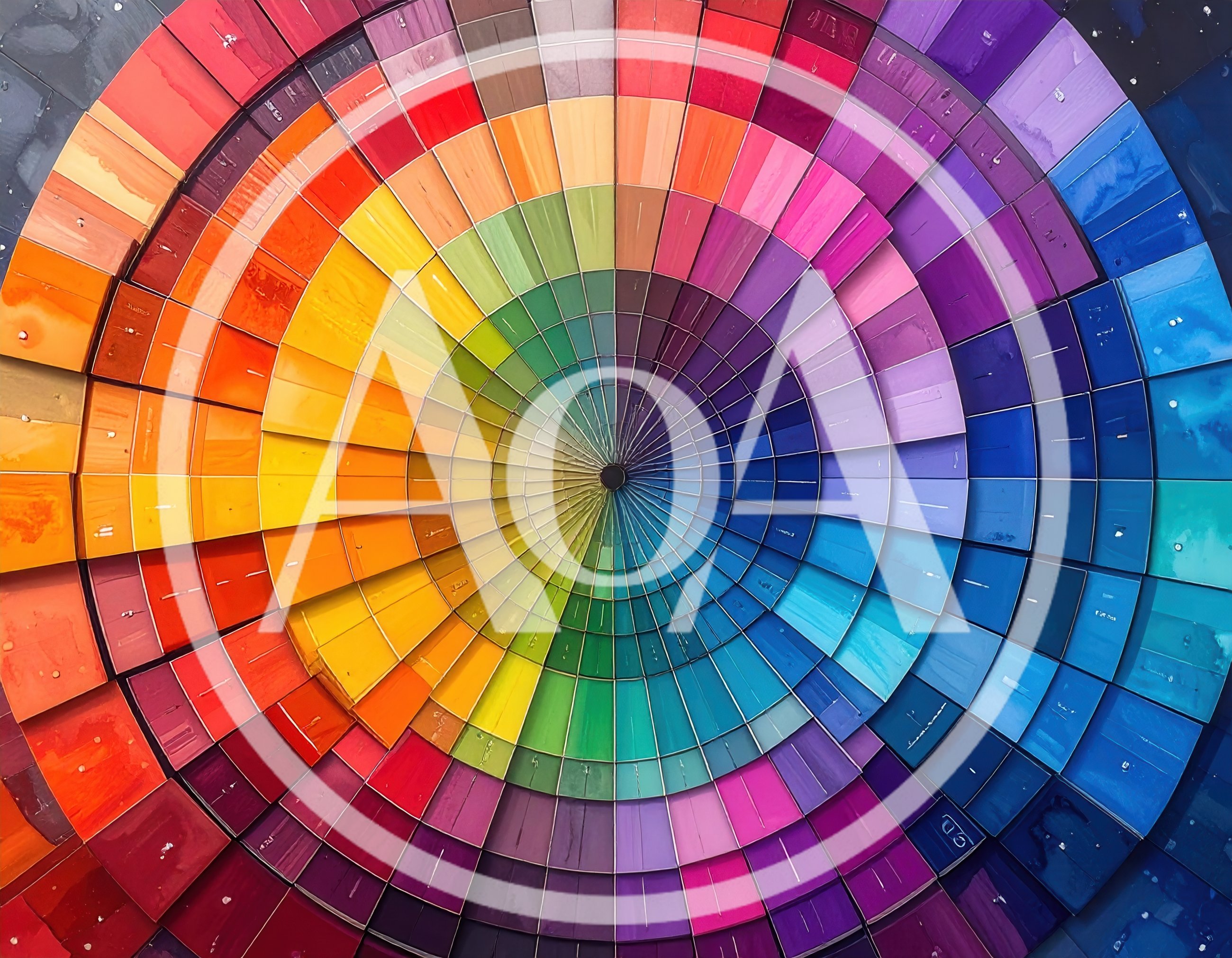 Abstract Circular Color Wheel With Vibrant Paint Swatches