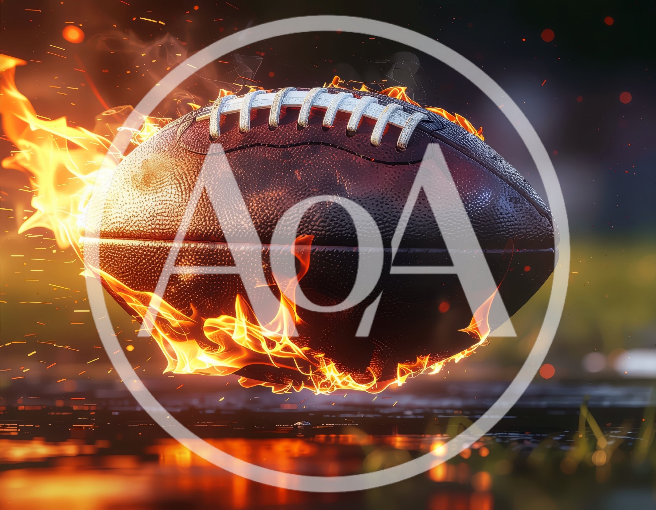 Flaming American Football Flying Through The Air