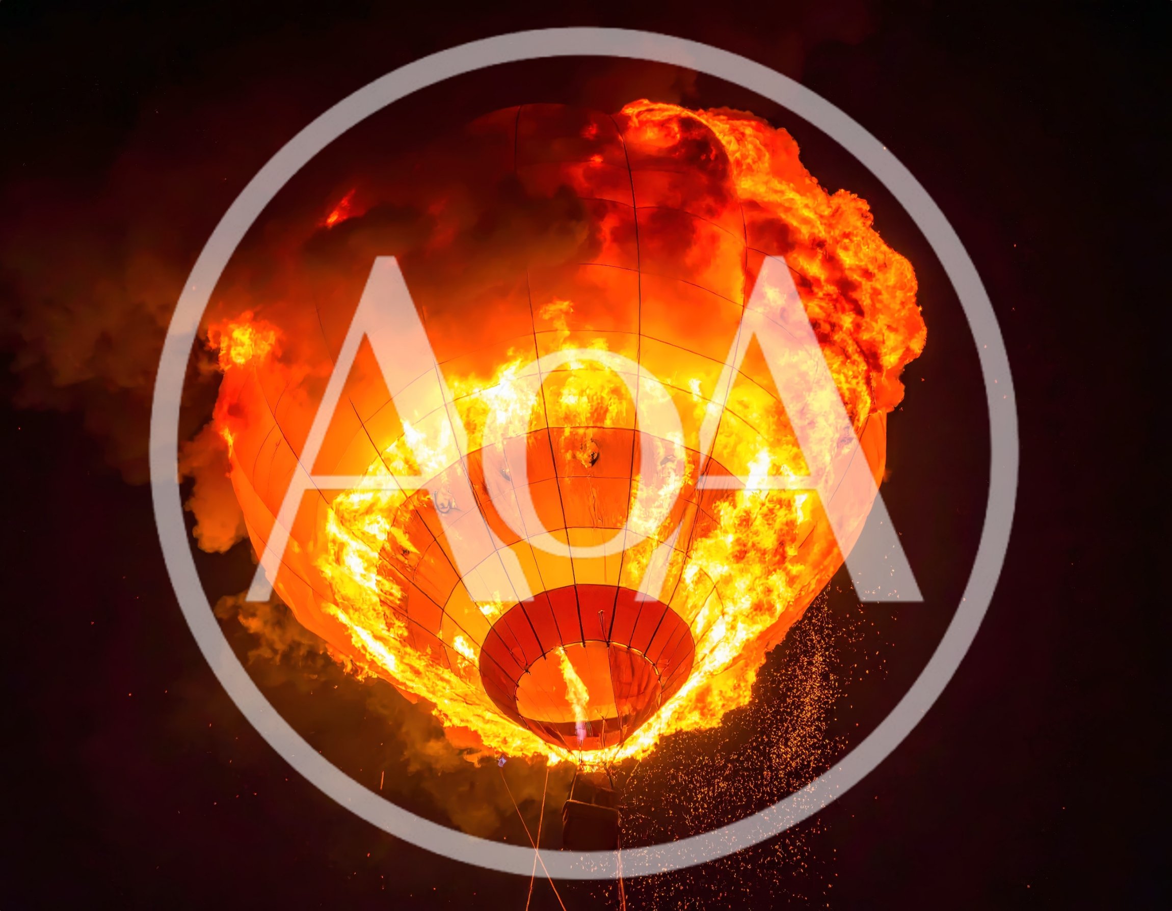 Hot Air Balloon Engulfed In Flames At Night