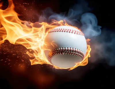 Baseball Engulfed in Intense Flames and Smoke
