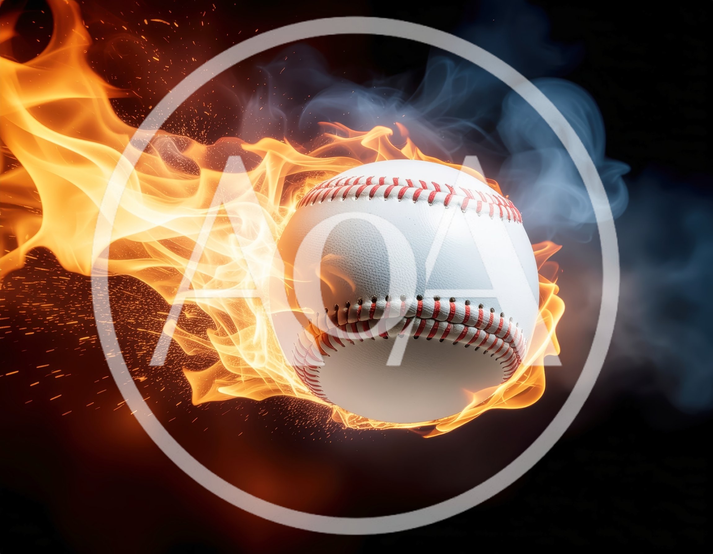 Baseball Engulfed in Intense Flames and Smoke