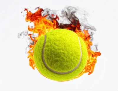Tennis Ball Engulfed In Intense Fire And Smoke