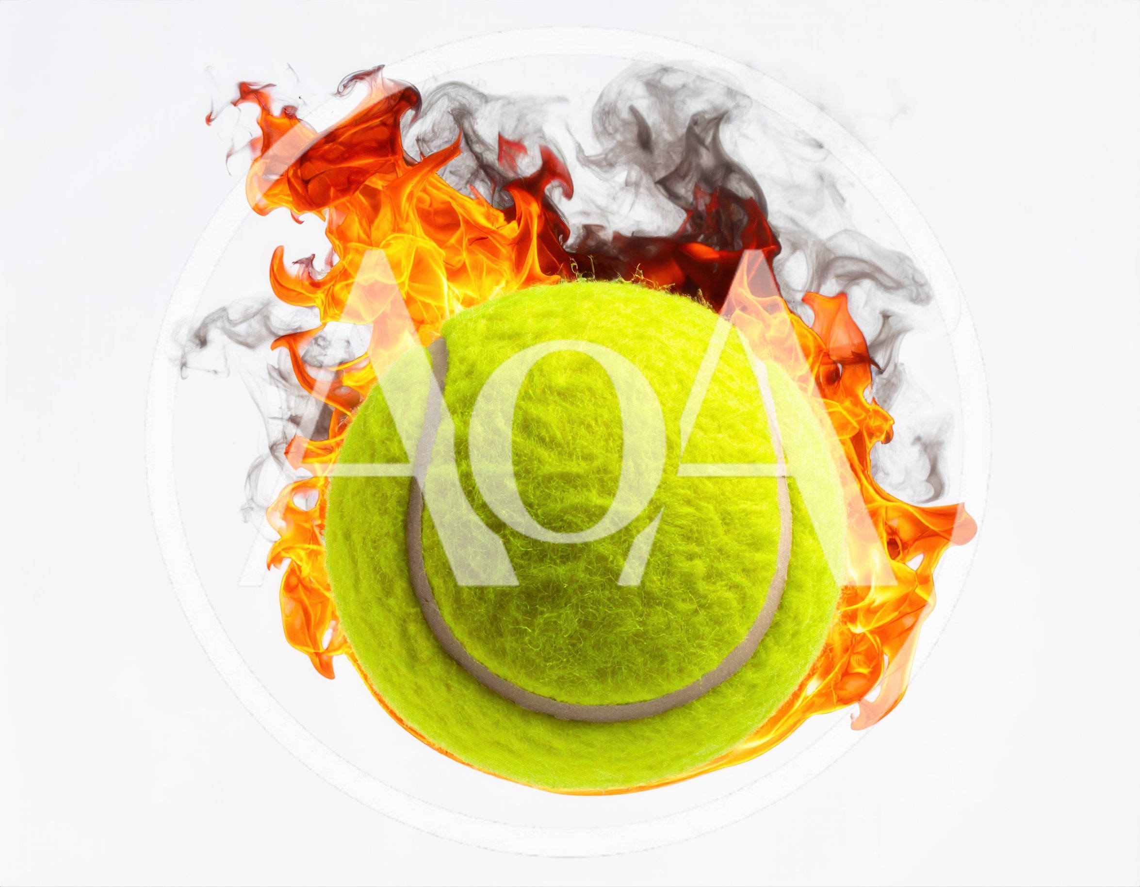 Tennis Ball Engulfed In Intense Fire And Smoke