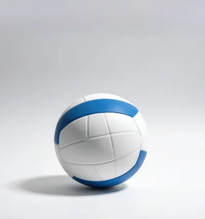White and Blue Volleyball on White Background