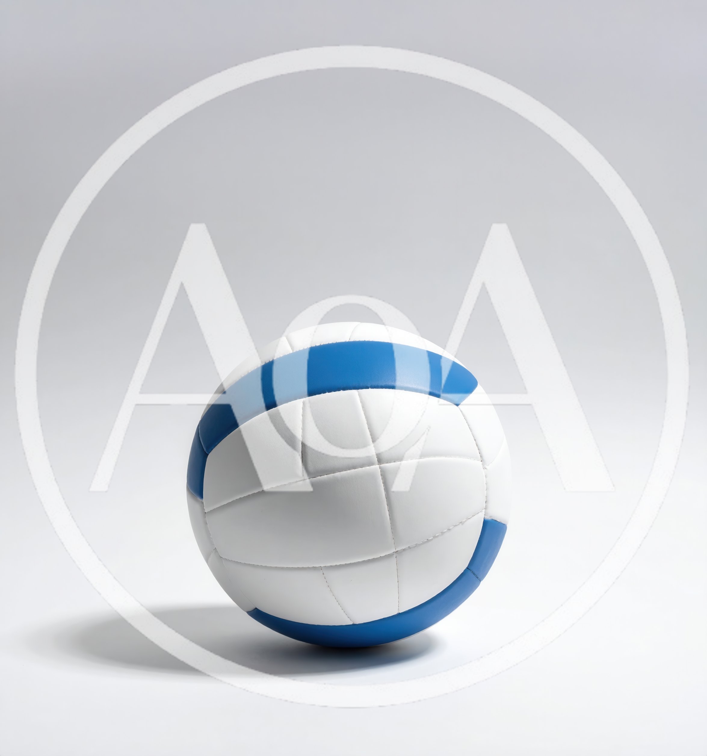 White and Blue Volleyball on White Background