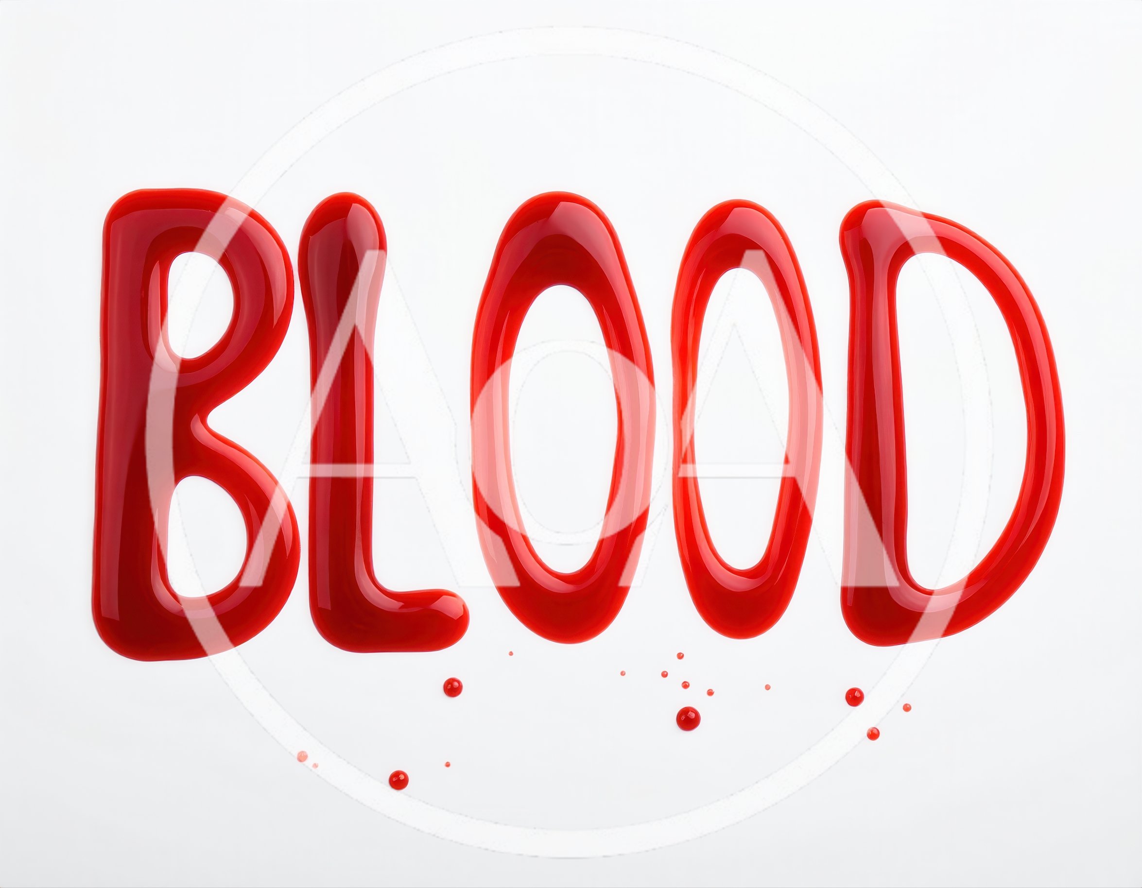 Blood Text Written In Red Liquid On White Background