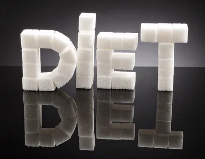 Sugar Cubes Arranged To Spell The Word Diet
