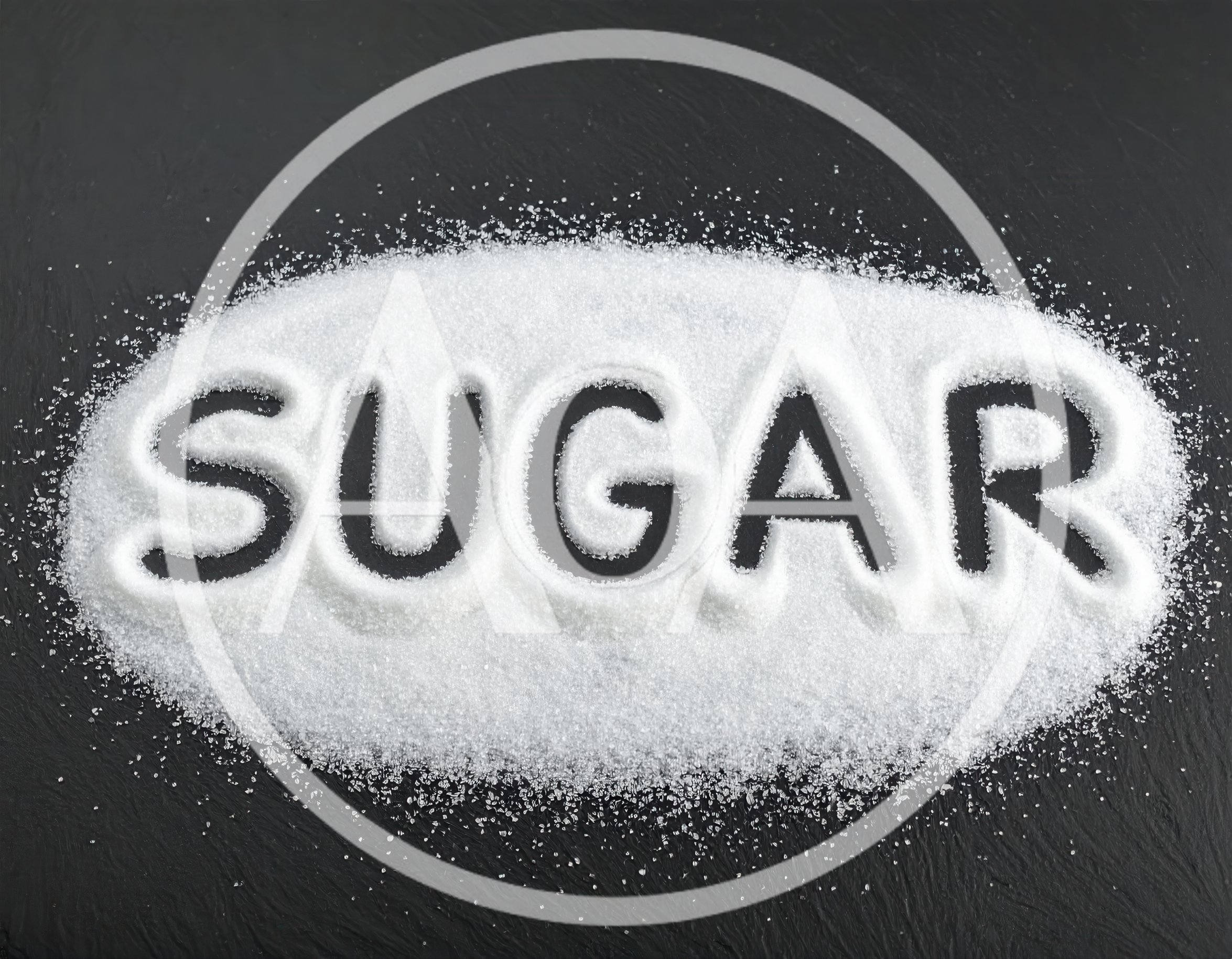 Sugar Word Written In White Granulated Sugar