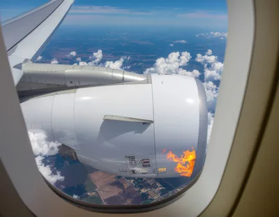 Airplane Engine On Fire During Flight