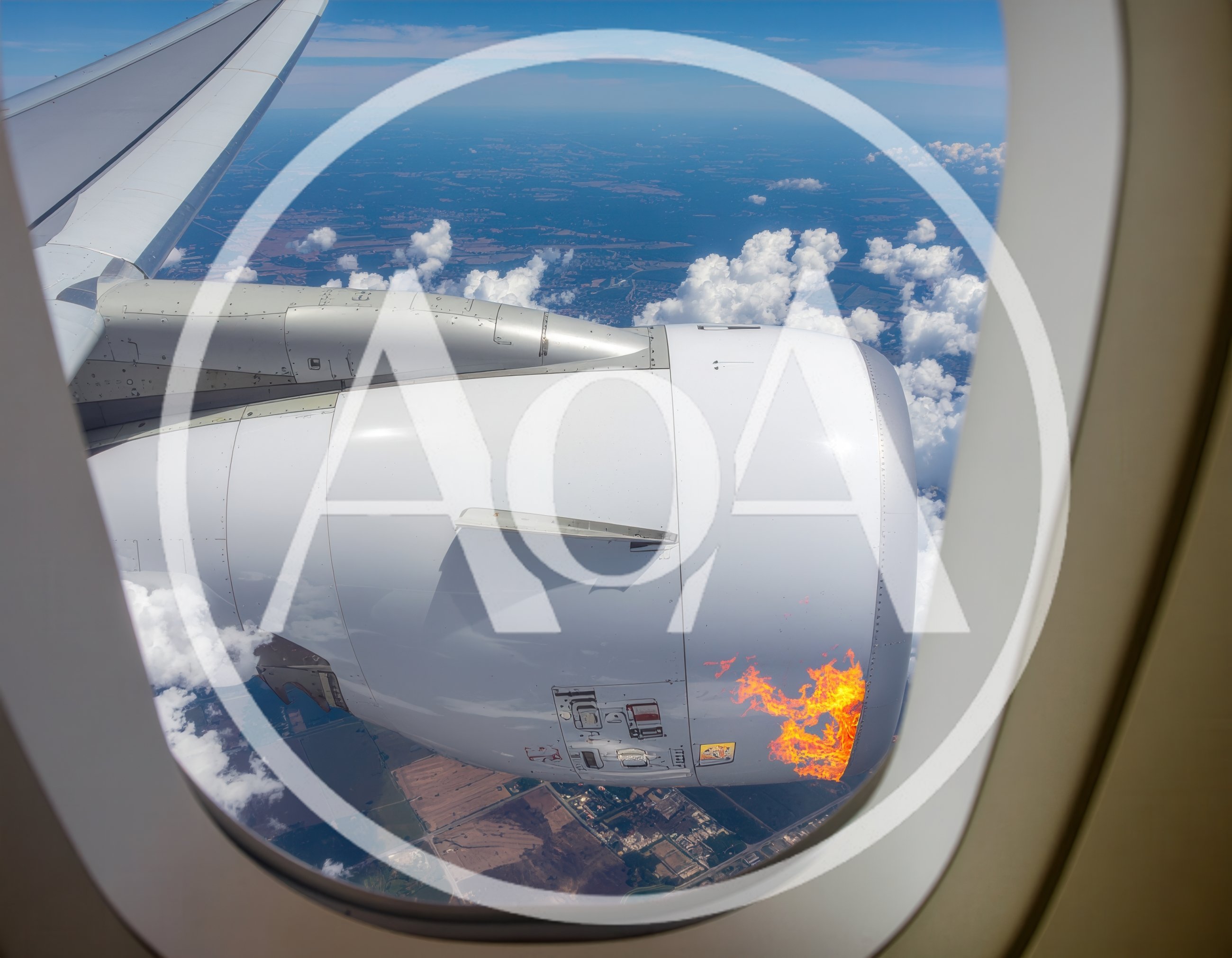 Airplane Engine On Fire During Flight