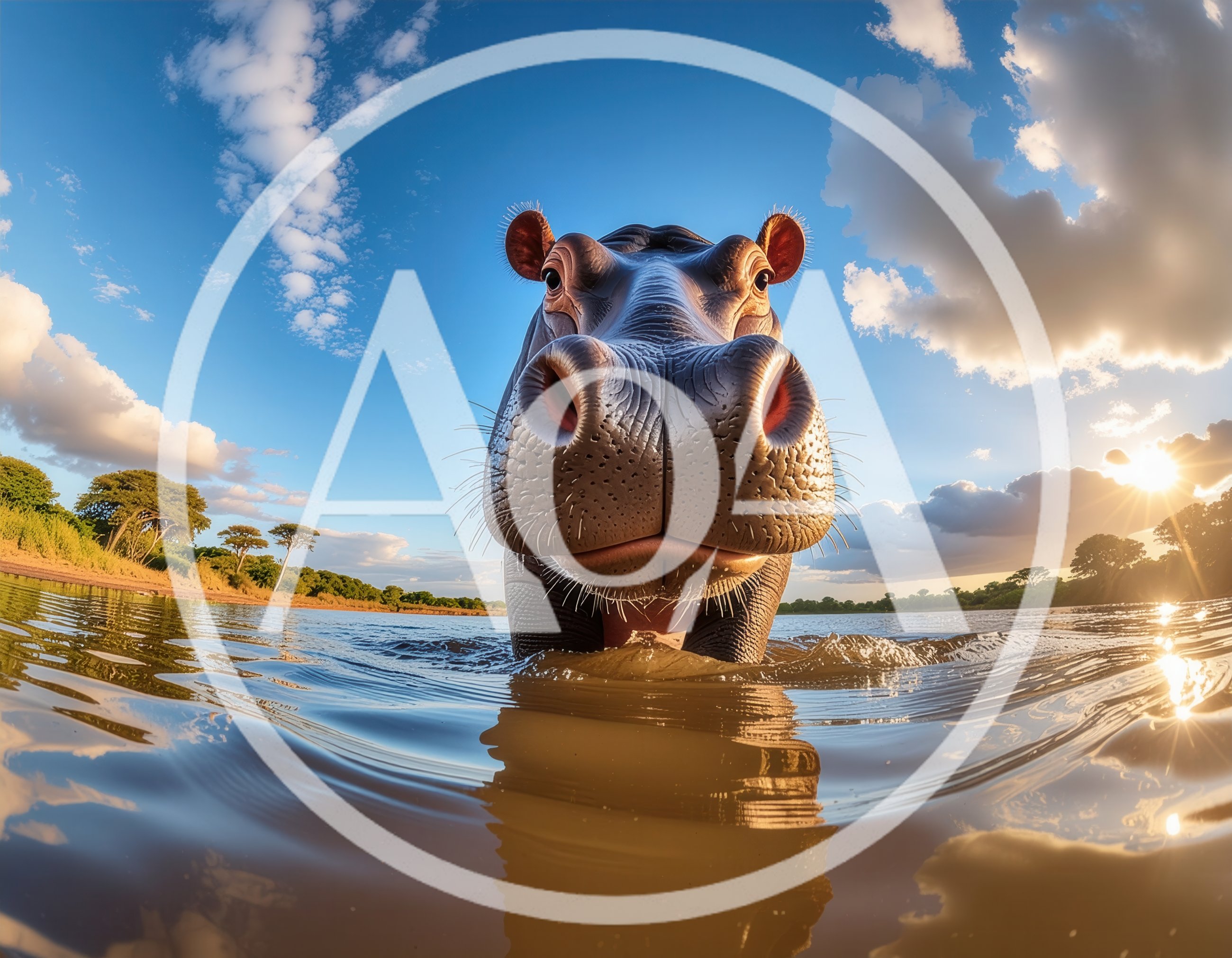 Close Up Portrait Of A Hippopotamus In Water