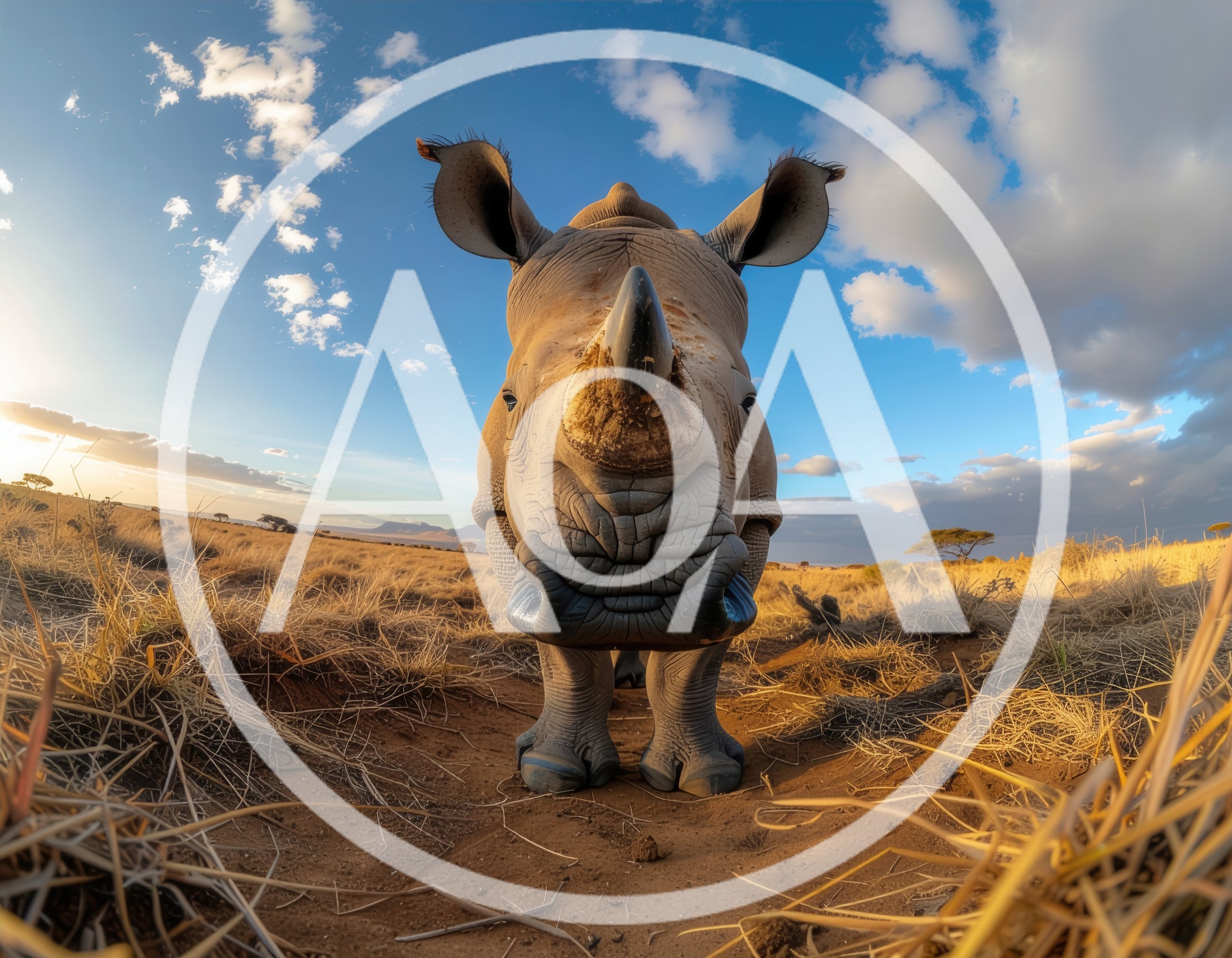 Close Up Portrait Of A White Rhinoceros
