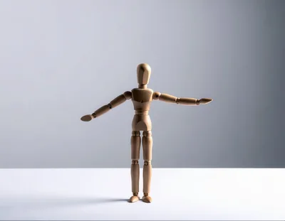 Wooden Mannequin Standing With Arms Outstretched