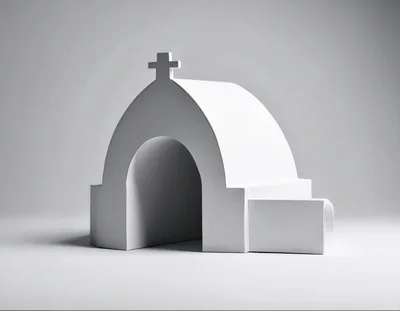 Minimalist White Architectural Model Of A Church