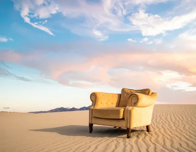 Vintage Armchair Sitting Alone In The Desert