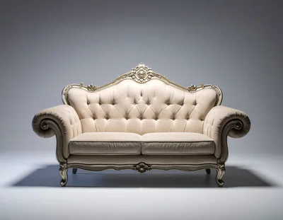 Elegant Cream Tufted Victorian Style Sofa