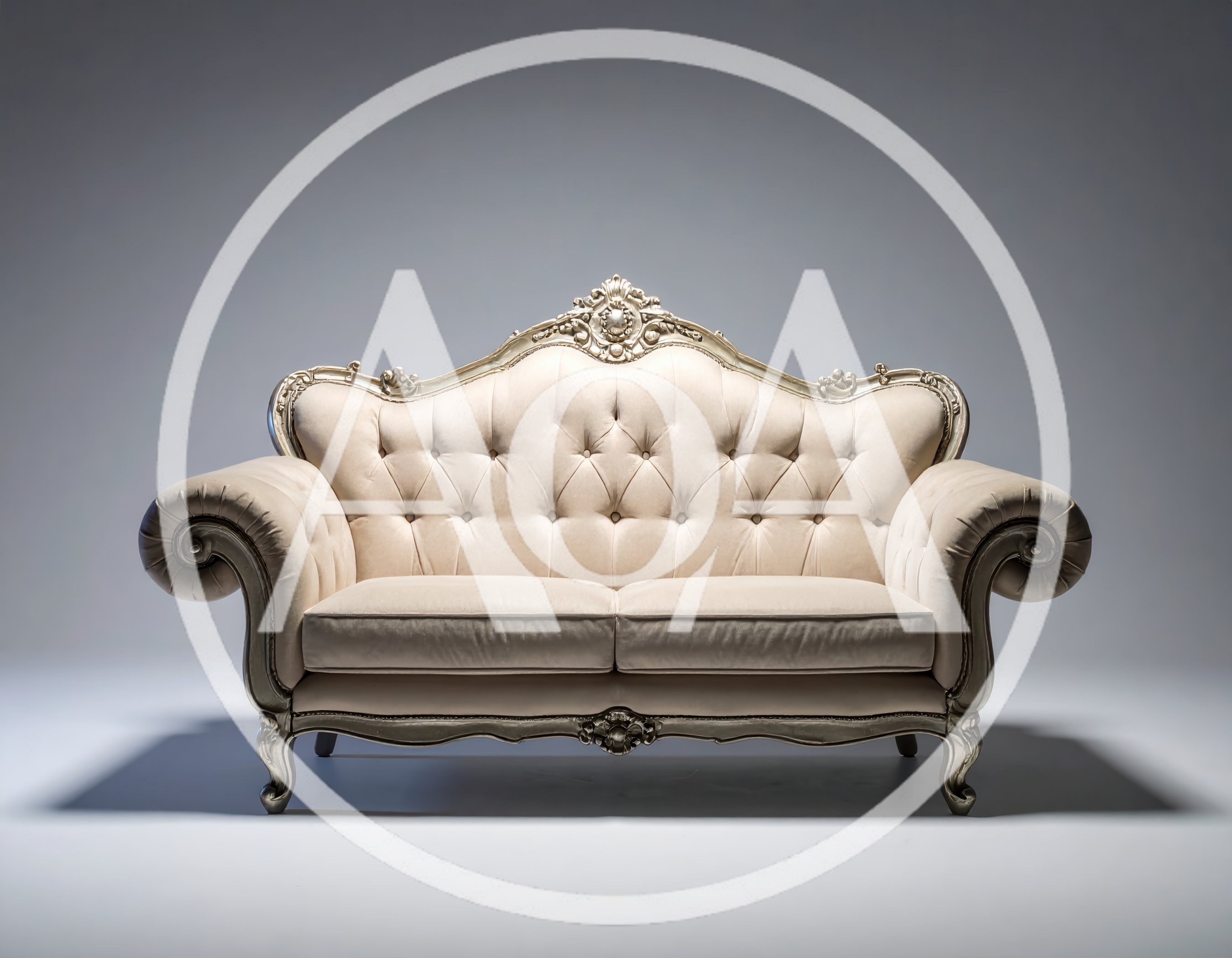 Elegant Cream Tufted Victorian Style Sofa