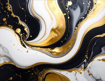Abstract Liquid Marble Texture With Gold Swirls
