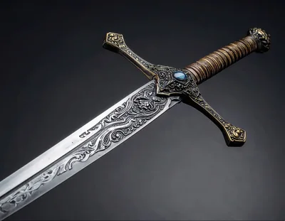 Ornate Medieval Sword With Intricate Engravings