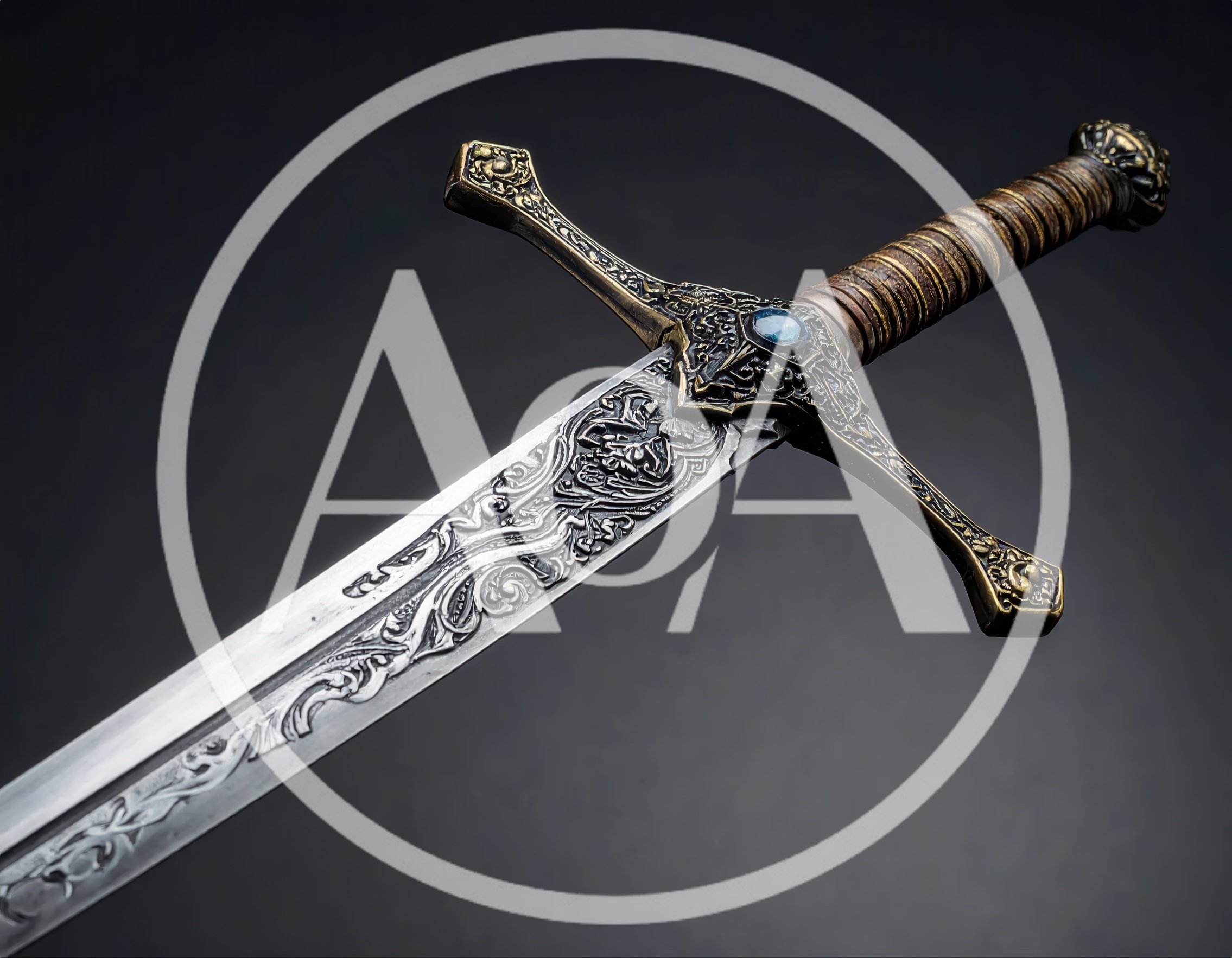 Ornate Medieval Sword With Intricate Engravings