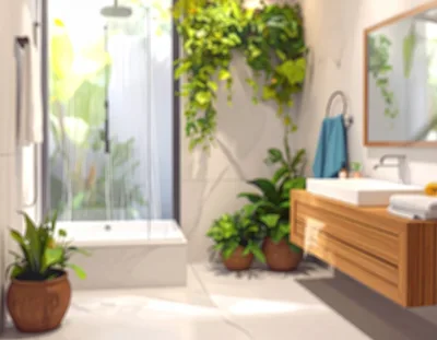 Modern Bathroom Interior With Lush Indoor Plants