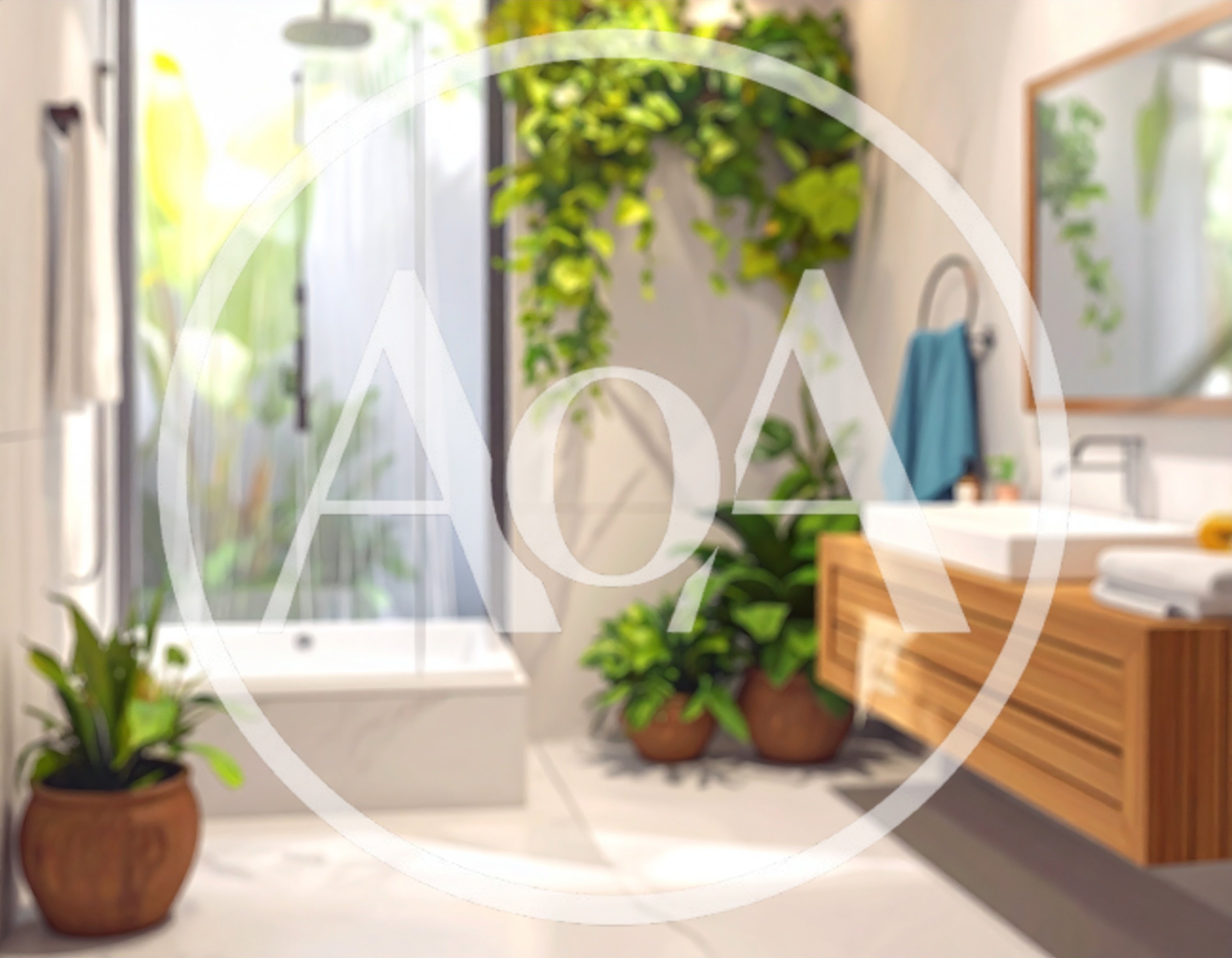 Modern Bathroom Interior With Lush Indoor Plants