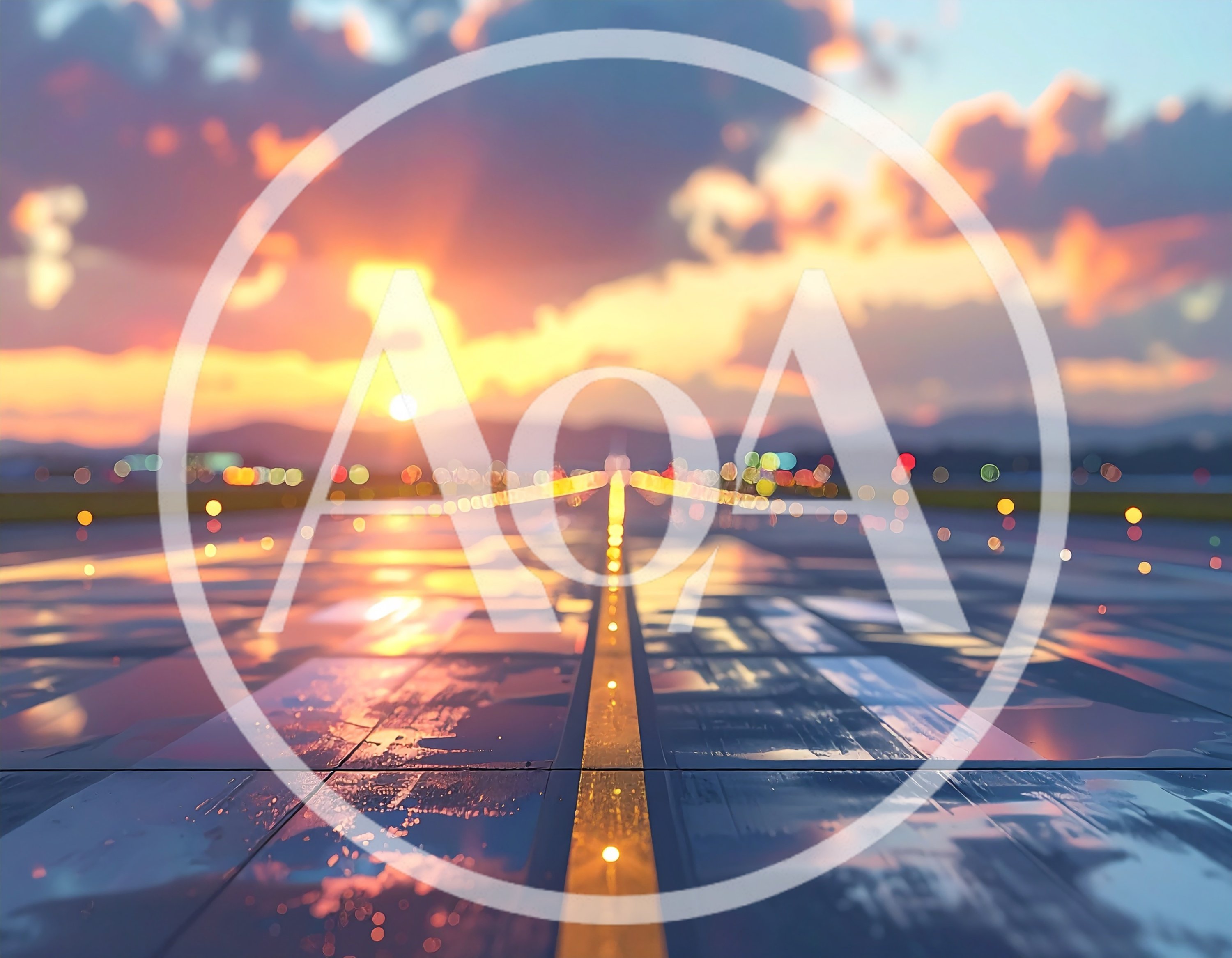 Runway Centerline Lights At Sunset