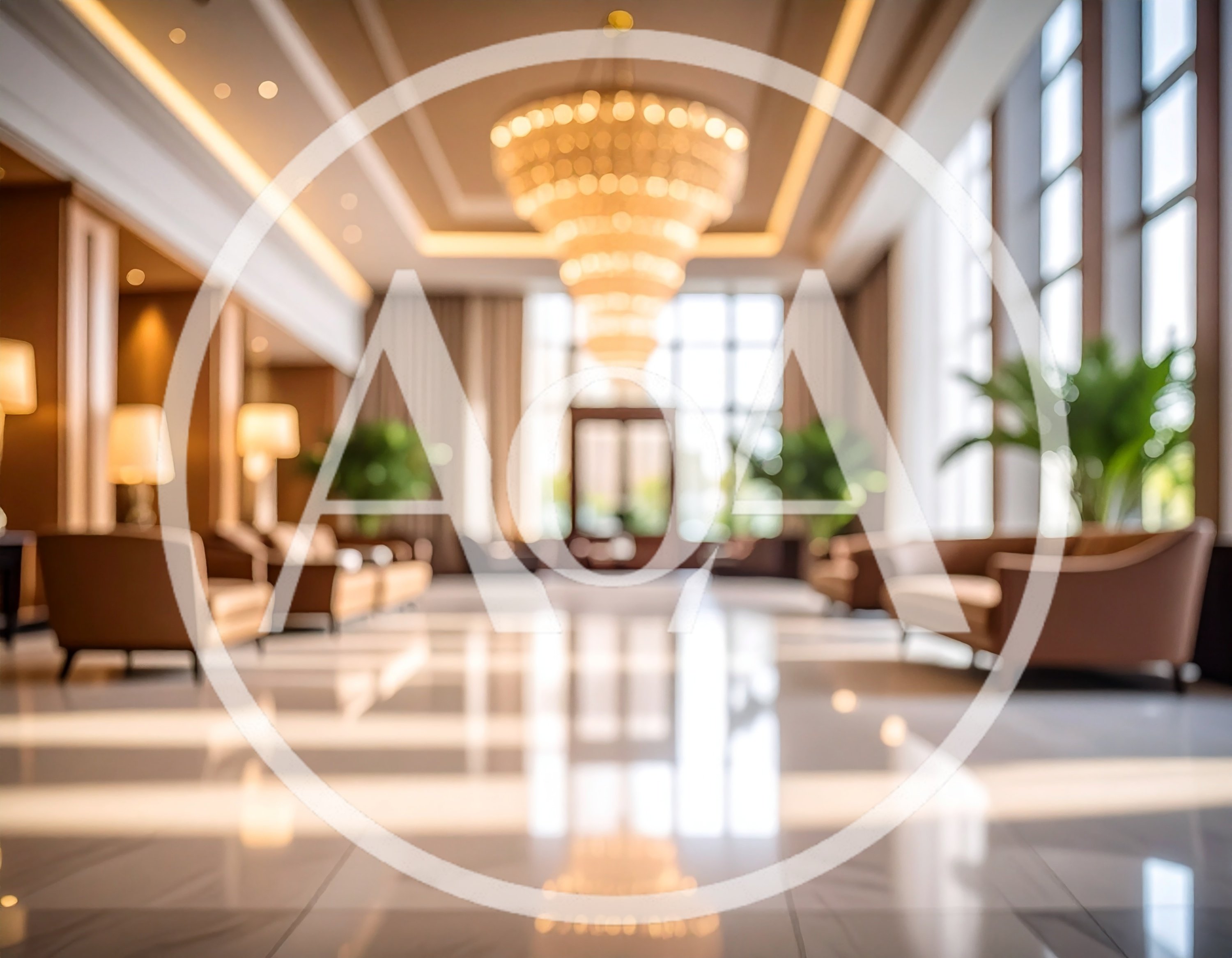 Luxury Hotel Lobby Interior With Grand Chandelier