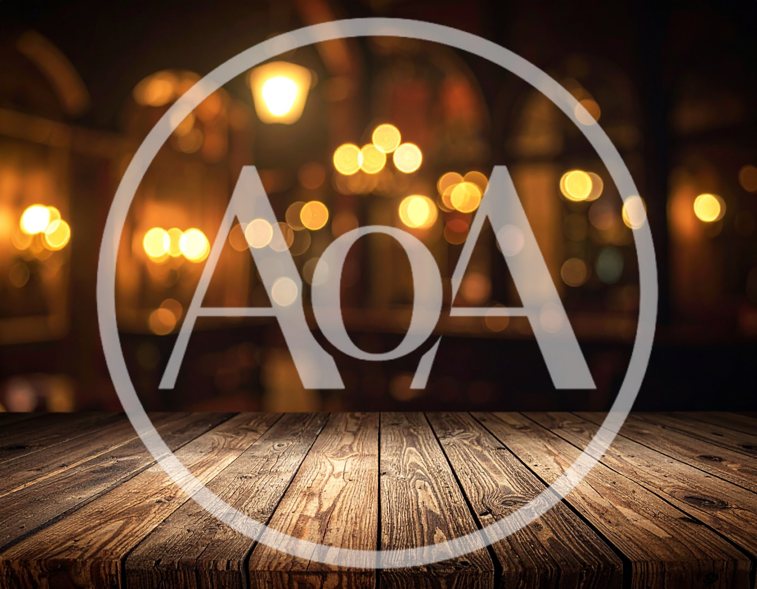 Empty Rustic Wooden Table In Dimly Lit Bar