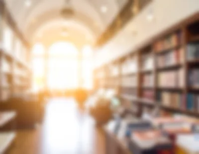 Blurred Interior View Of A Classic Library