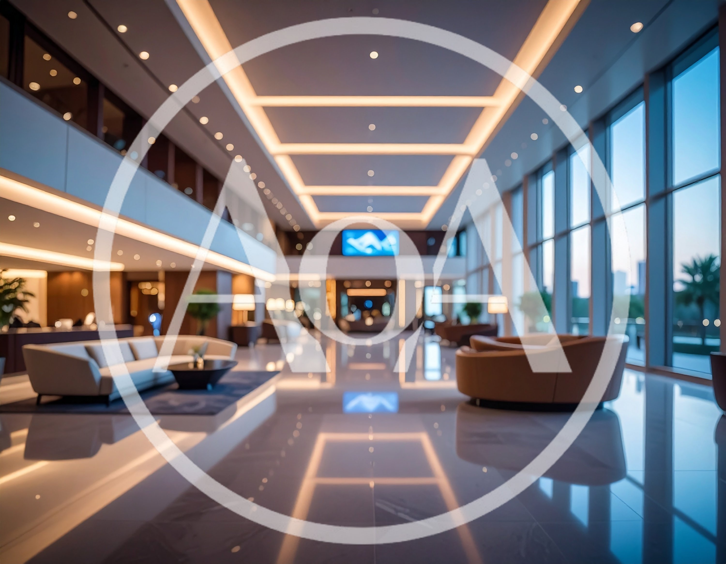 Modern Luxury Hotel Lobby Interior At Dusk