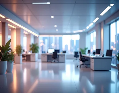 Modern Open Plan Office Interior With City View