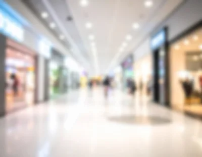 Blurred View Of A Modern Shopping Mall Corridor