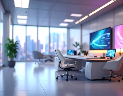 Modern Executive Office With City Skyline View