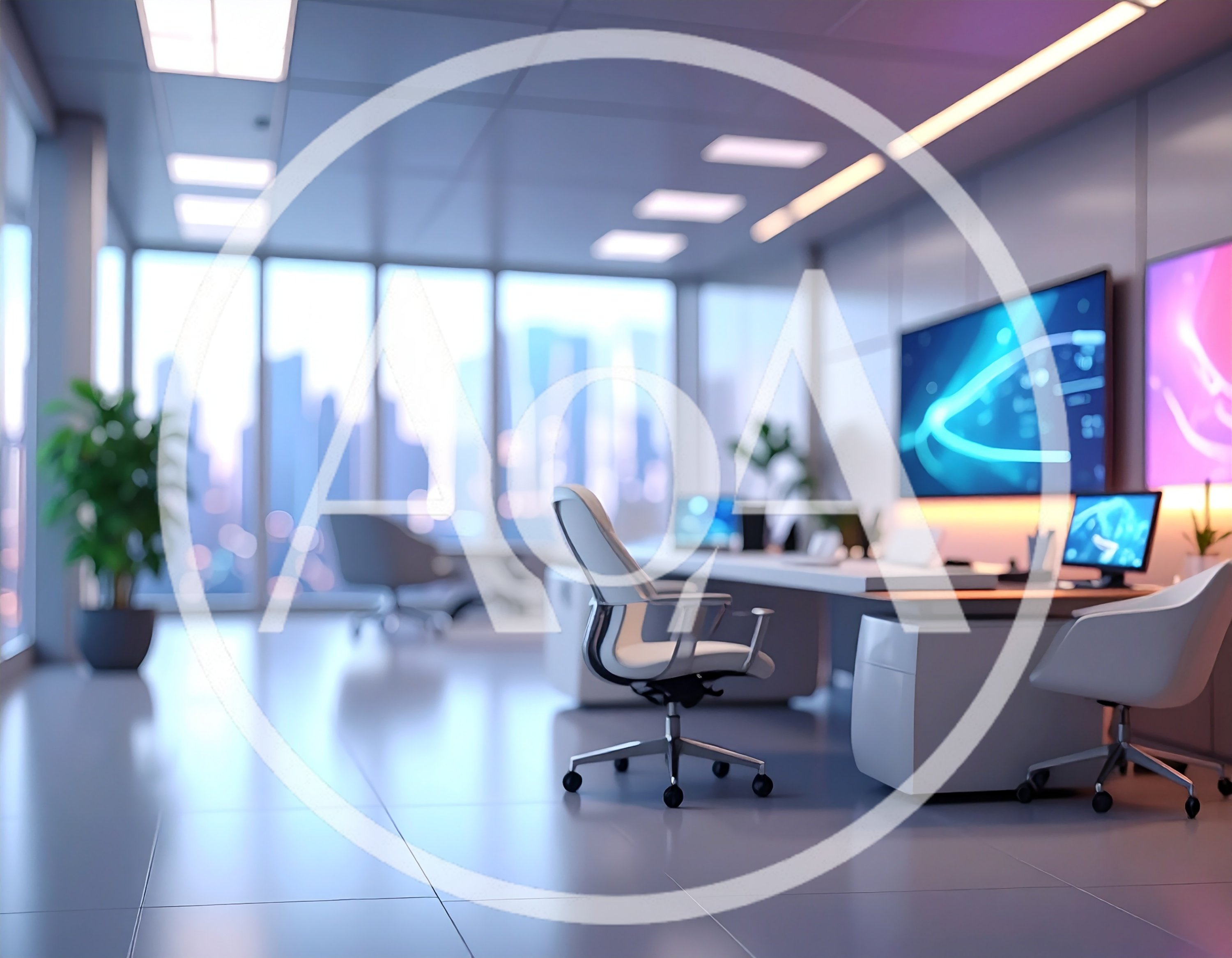 Modern Executive Office With City Skyline View