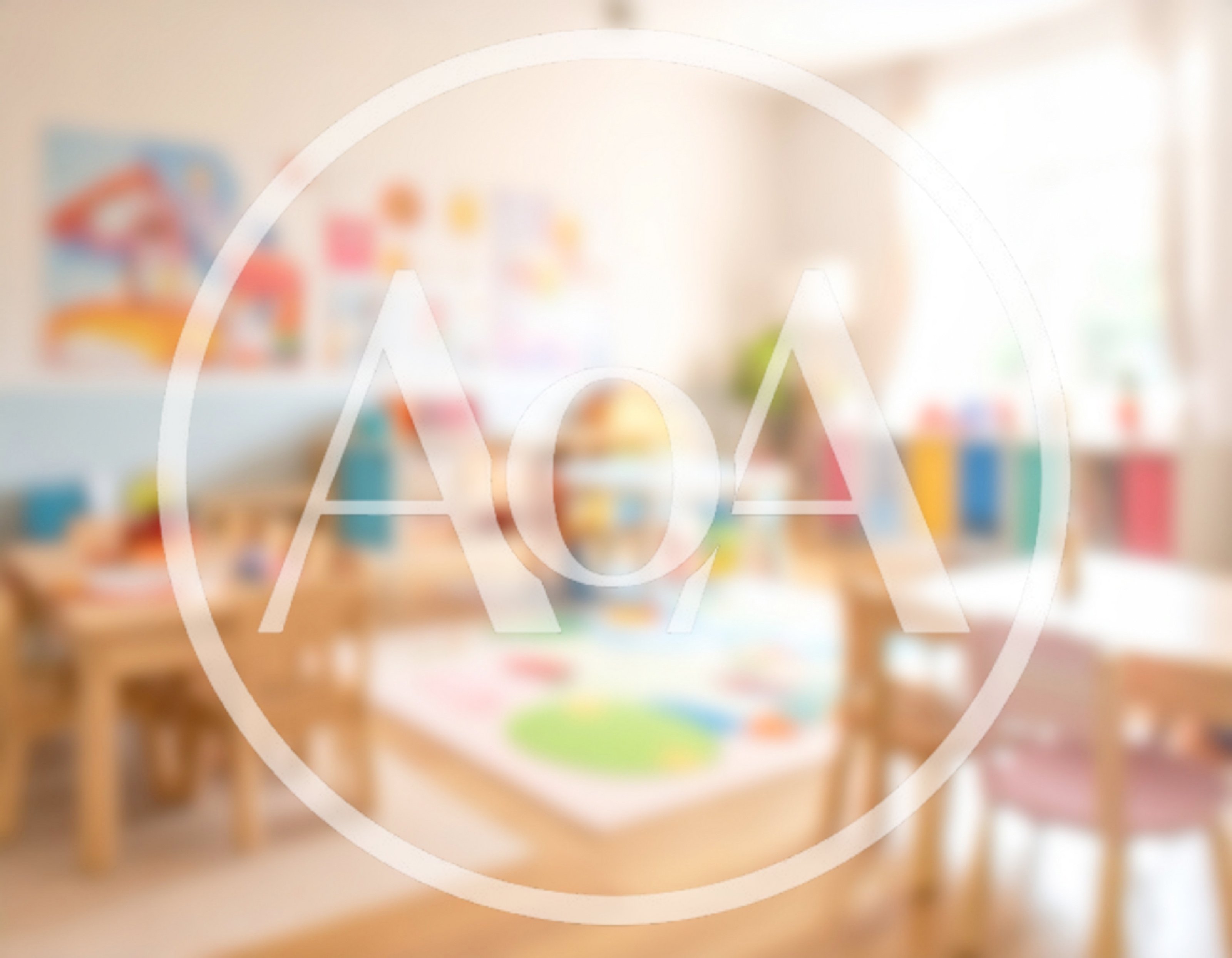 Blurred Interior View of a Colorful Preschool Classroom