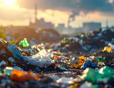 Plastic Waste Pollution At A Landfill Site